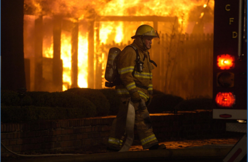 Volunteer firefighter at an active incident